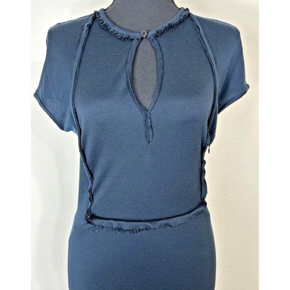 Designer Alexander McQueen Crew Neck Knee Length Navy Dress Size 42 US Size 6 - Picture 10 of 13